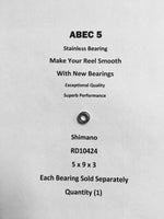 Shimano Symetre 4000RJ  RD10424 ABEC5 Stainless Bearing 5x9x3 #08