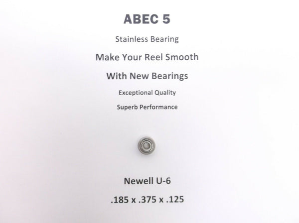 Newell Reel Part 533 3.2 U-6 ABEC 5 Stainless Bearing .185 x .375 x .125 #16